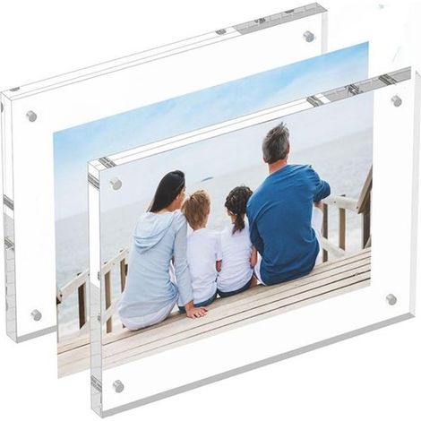 Cornice portafoto magnetica in acrilico (1 pezzo) - Cornice rettangolare - Cornice magnetica - Cornice portafoto magnetica bifacciale per frigorifero - Ideale per regali, ufficio e decorazione della c (1/4)
