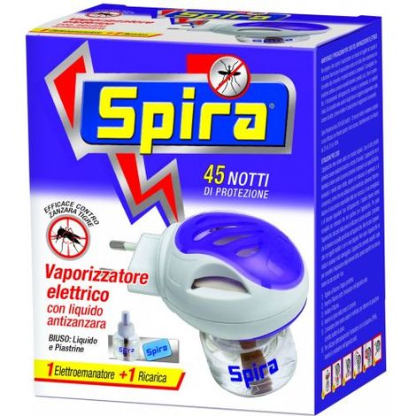 Spira ELETTROEMANATORE BIUSO LIQUIDO E PIASTRINE + RICARICA 45 NOTTI 12 PZ