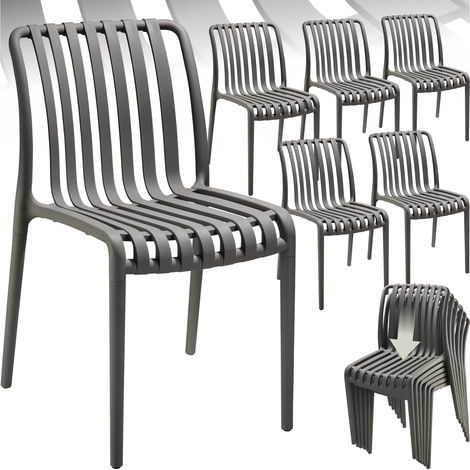 Lot 6 chaises de jardin résistantes intempéries empilables anthracite