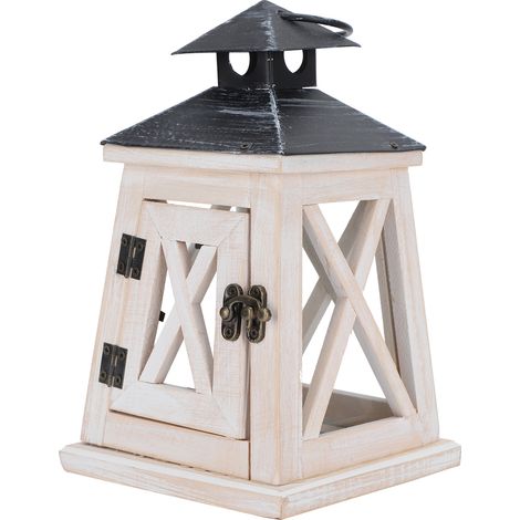Vintage Wooden Hanging Lantern Candle Stick Holder Indoor Outdoor Decorative Ornament (1/5)