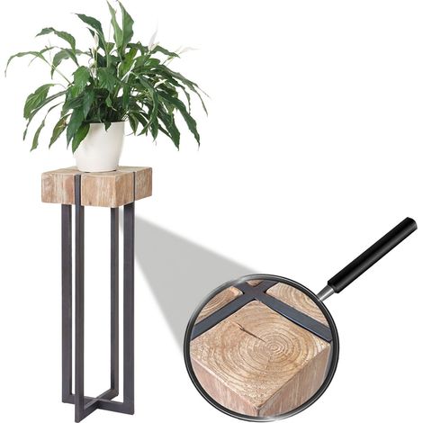 Porte-plante, tabouret / table d'appoint pour plante HWC-A15, sapin massif rustique 100x32x32cm (1/5)