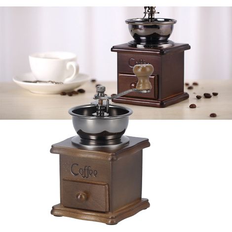 Kaffeemühle, manuelle Kaffeemühle, Mühle, manuelle Haushaltskaffeemühle, Retro-Holzmühle (1/5)