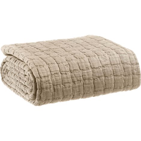 VIVARAISE - Plaid Swami en coton 100% - Couleur Muscade - 130 x 200 cm (1/2)