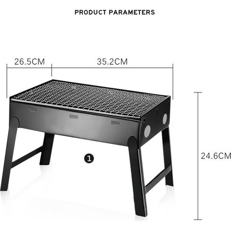 Tragbarer, rauchfreier Grill, faltbarer Holzkohlegrill für den Außenbereich, kompakte Familiengröße, ideal für Camping und Garten, faltbar und leicht zu verstauen (1/3)