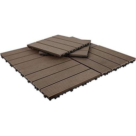 Click-Deck WPC Plastic Composite Decking Tile Wood Decking Tiles Decking Tiles Flooring Decking Tile Decking Tiles for Garden, Balcony, Sauna (10, Cafe)