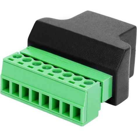 Lot de 2 connecteurs RJ45 Femelle vers 8 Broches à vis- Connecteur Réseau pour DVR Numérique, Coupleur en Ligne Robuste et (1/5)