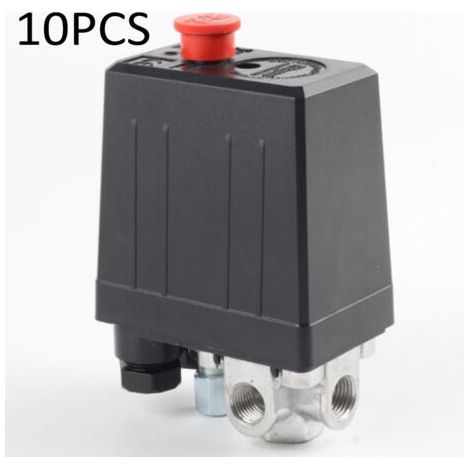 Pressostat de compresseur d'air avec 4 sorties pièces de compresseur de soupape de commande de pressostat, Monophasique, ¼" Port, Pressostat Pour Compresseur, 10 Bar/145psi (Lot de 10) (1/5)