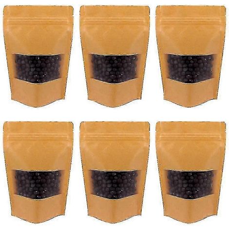 2025 100 sachets en papier kraft auto-adhésifs de 10 x 15 cm avec fenêtre, refermables et à fond plat, pour la conservation des aliments. (1/4)