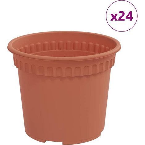 Maison Exclusive - Runder Blumentopf 24 pcs Ziegelrot Ø 12,5 x 10