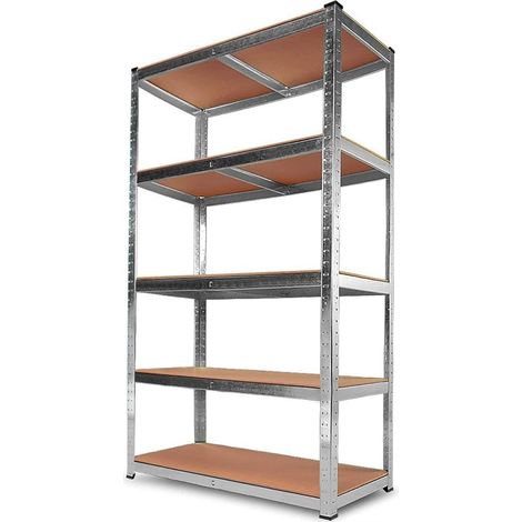 Scaffale Scaffali Scaffalature Mensole in Metallo e Mdf ad Incastro Robusto per Carichi Pesanti 5 Ripiani Ognuno da 175 Kg e 875 Kg Totale, H 180 X 90 X 40 cm ideale per Garage, Officina, Magazzino, U (1/5)