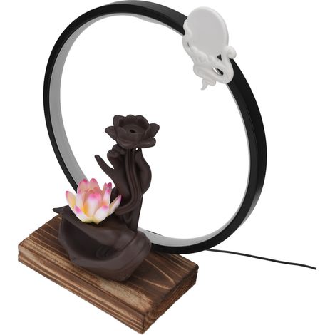 Brûleur d'encens USB en forme de main de Bouddha, brûleur d'encens LED à reflux, porte-encens décoratif pour la maison, nénuphar rose (1/5)