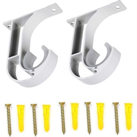 2 Pcs Support Mural pour Tringle à Rideau Support de Tringle à Rideau Supports de Fixation au Plafond Support Tringle Penderie en Alliage de Zinc pour Barre à Rideaux Chambre Salon avec Vis, Bl (1/4)