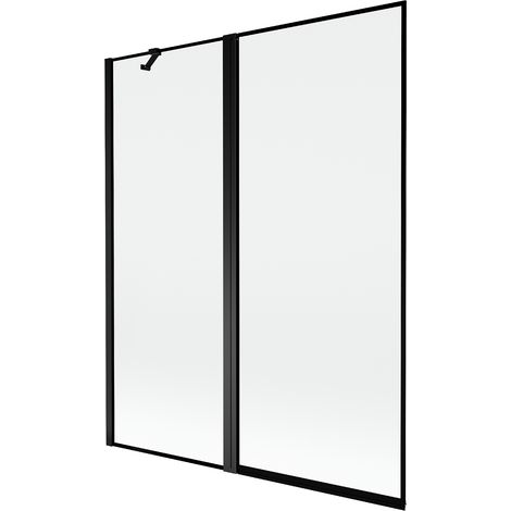 Mexen Mist mampara de ducha de 2 paneles izquierda 140 x 150 cm, marco negro, negro - 8A9-140-011-70-70-L (1/5)