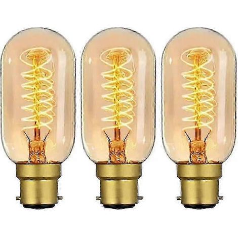 Ampoules Edison vintage B22 40 W à baïonnette, dimmables, blanc chaud, style antique rétro, 230 V, lot de 3 pour éclairage d'ambiance (1/5)