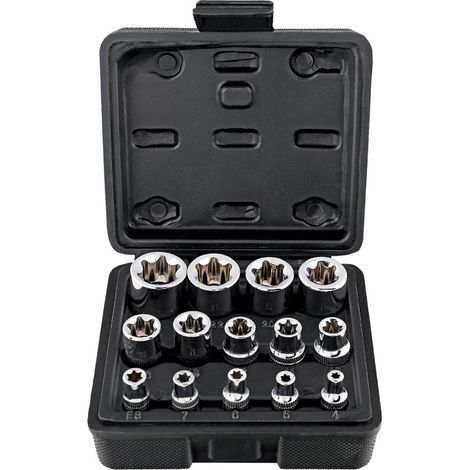 Jeu de douilles E Torx 14 pièces, ensemble combiné d'outils de réparation automobile E4-E24 (1/5)