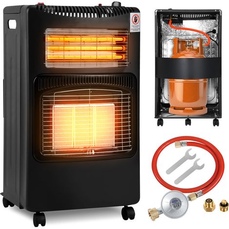 Jiubiaz Chauffage d'Appoint Gaz 4200W Chauffage au gaz - Poêle à Gaz Hybride avec Chauffage Électrique 1200W, Brûleur Céramique, 5 Roulettes, 2 Adaptateurs (1/5)