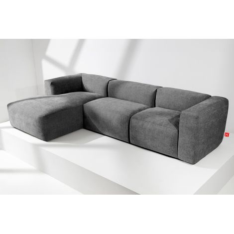 KONSIMO BUFFO Ecksofa Links mit extrem weicher und bequemer Sitz, grau (1/5)