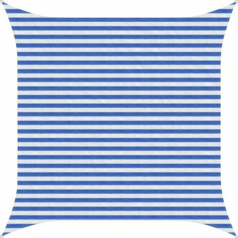 Voile d'ombrage à rayures bleues et blanches 3 x 3 mètres en PEHD (1/2)