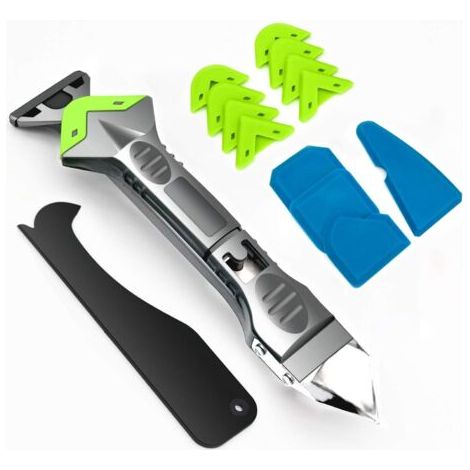 5 en 1 Lisseur Joint Silicone, Nouvelle Mise à Niveau grattoir d'angle de Colle de Verre de calfeutrage, grattoir de coulis d'outil de Finition de Mastic de Silicone (1/5)