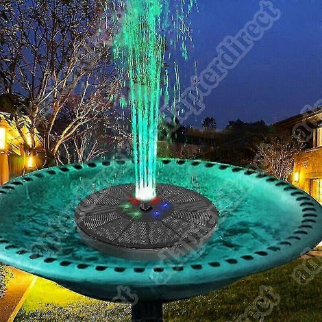 Solarbetriebene Gartenteichpumpe mit LED-Beleuchtung und Akku, wasserdichtes Teichset für den Außenbereich, einstellbarer Wasserdurchfluss, autarker solarbetriebener Zierbrunnen (1/3)