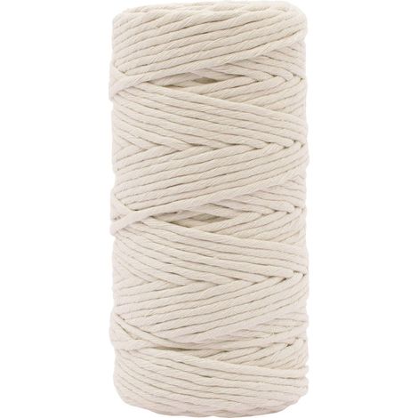 Corde Macramé - Naturel - 3 mm x 100 m - 100% coton - Beige - Fil pour Bracelets Brésiliens, Suspension pour Plantes, Crochet, Rideaux, Attrape-Rêve et Décorations (1/5)