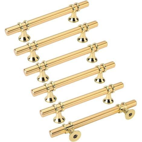 6pcs poignées de meuble dorées poignée dorée - poignée de porte de cuisine Poignee Tiroir Laiton poignées dorées meuble entraxe 160mm (1/4)