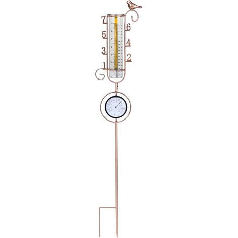 lalago Pluviomètres, Pluviomètre en Métal en Forme D'oiseau de Jardin avec Thermomètre, Pluviomètre Exterieur Pluie Tube de Mesure, Pluviomètre en Verre pour Décoration de Pelouse Cour Jardin (1/5)