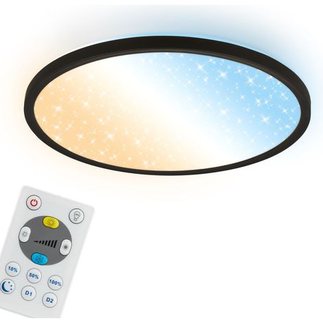 Briloner LED Deckenlampe Fernbedienung 30x4 cm Rund 18W 2400lm 3000K-6500K Warmweiß bis Tageslichtweiß Dimmbar Schwarz - Deckenleuchte Wohnzimmer Schlafzimmer Büro