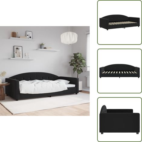 The Living Store Sofá cama sin colchón terciopelo negro 100x200 cm - Sofá cama sin colchón