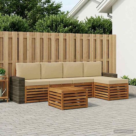 vidaXL Outdoor-Sofagarnitur mit Kissen 6 pcs Natur und Beige (1/5)