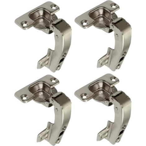 Set of 4 invisible 90° clip-on hinges – For single-door corner doors – Damper and clip – 35mm mounting opening (1/5)