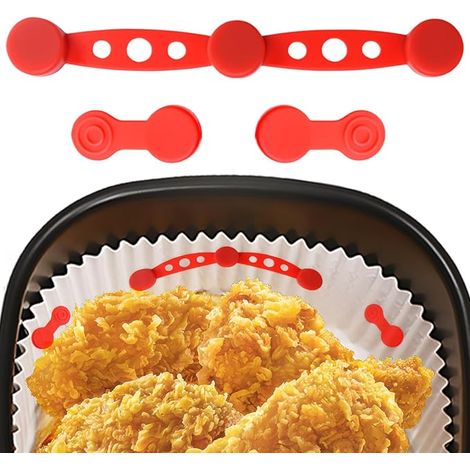 3 Pièces Boucles Magnétiques en Silicone, Air Friteuse Aimant Fixe Boucle en Silicone, Clips Magnétiques En silicone pour Fixer les Feuilles, Aimants pour Papier Sulfurisé Airfryer (1/5)
