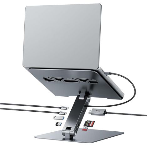 Support pour ordi Portable avec Station d'accueil USB C 7in1, HDMI 4K@60Hz, 1SD 1Micro SD, 100W PD, 10Gbps 1USB C 3.2 & 2USB A 3.2 Compatible avec MacBook Pro/Air, iPad Pro, XPS, Thinkpad (1/5)