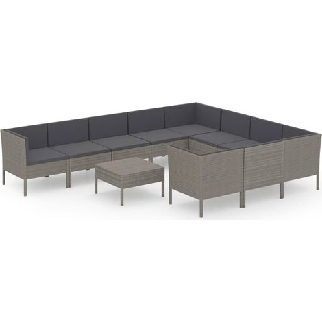 Maison Exclusive - 11-tlg. Garten-Lounge-Set mit Auflagen Poly Ra