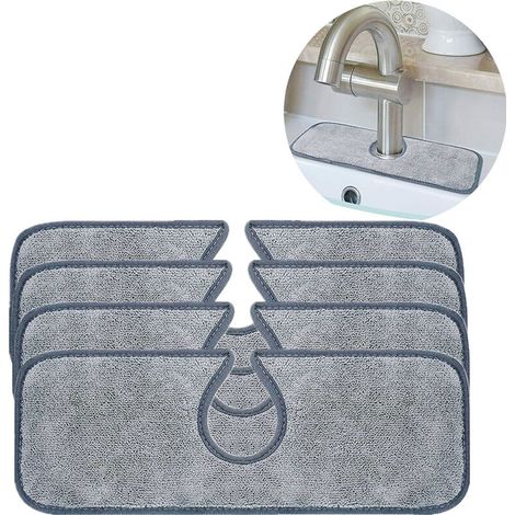 Kitchen Sink Splash Guard: Sink Faucet Mat, Kitchen Sink Faucet Mat, Kitchen Sink Absorbent Faucet Mat, Splash Guard Behind Faucet, Machine Washable (4 Pack) (1/5)