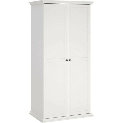 Dmora - Guardaroba 2 ante Darby, Mobile camera da letto, Cabina armadio portabiti, Armadio appendiabiti, 96x63 h200 cm, Bianco