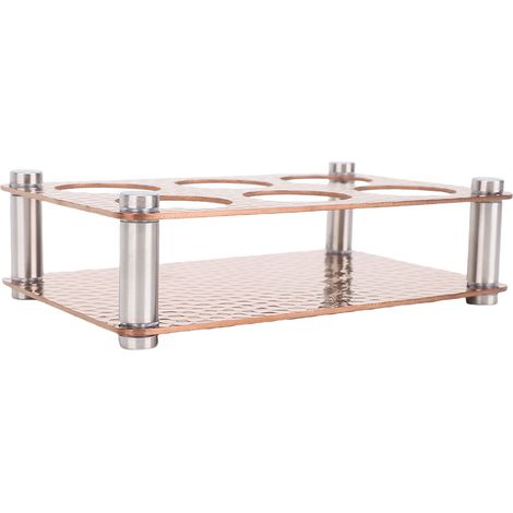 Plateau porte-verre à 6 trous, tasse à vin en acier inoxydable, service pour cuisine, fête, Bar, Club, or Rose 2x3 = 6 (ouverture de 3.8cm/ 1,5 pouces)
