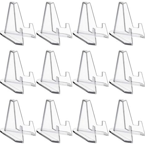 Lot de 24 supports d'assiette en acrylique antidérapant transparent, support de cadre photo, support de présentation multifonction pour pièces de monnaie, montres de poche, médailles (1/5)