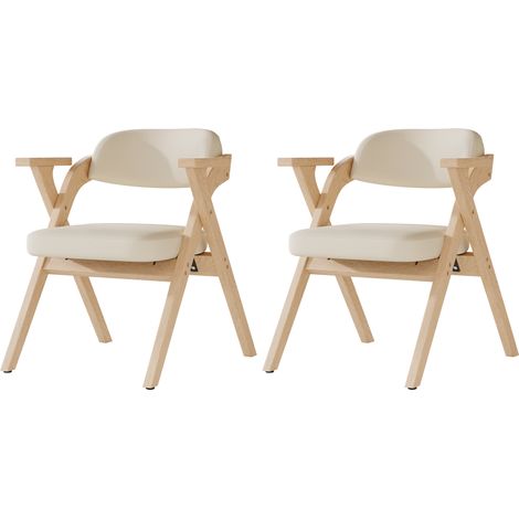 GagaGagaChaises de salle à manger pliantes x2, bois massif, beige (1/5)