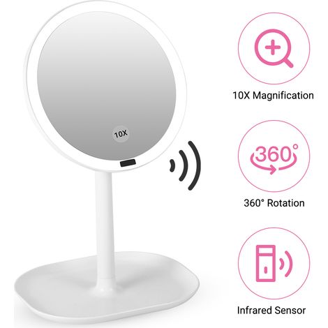 Miroir de maquillage avec capteur lumineux LED, miroir de beauté tactile, 1x, design moderne, idéal pour le maquillage quotidien (1/5)