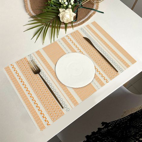 Set di 4 tovagliette resistenti al calore e all'olio, adatte per sale da pranzo, antiscivolo su entrambi i lati, 45x30 cm - blu (1/4)