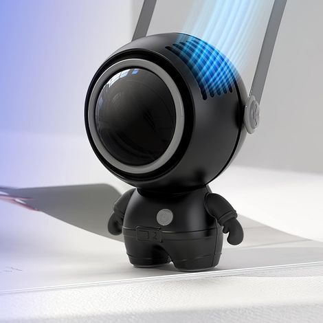 Ventilateur de cou d'astronaute (noir) Mini ventilateur portable sans pales, chargement USB, sortie d'air réglable à 360° (1/5)
