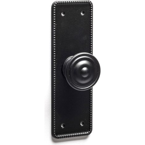 Pomo en placa con acabado negro de zamak, dimensiones: 110x38x26mm -