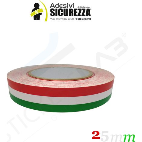 Fascia adesiva tricolore bandiera Italia in 5 misure a scelta Packaging - 25mm(2,5cm) x 100cm