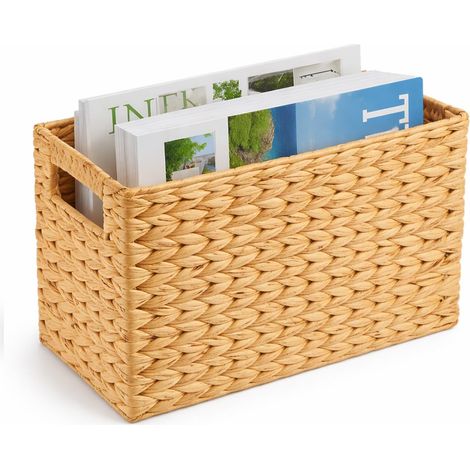 Porte-revues en jacinthe d'eau - Panier de rangement tressé et porte-documents pour livres, magazines et documents - Cadeau de décoration naturelle - 39,5 x 14 x 25,3 cm (1/5)