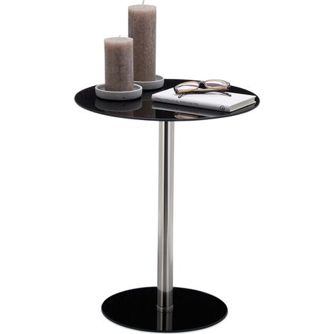 Table d'appoint en verre et acier inoxydable (1/5)