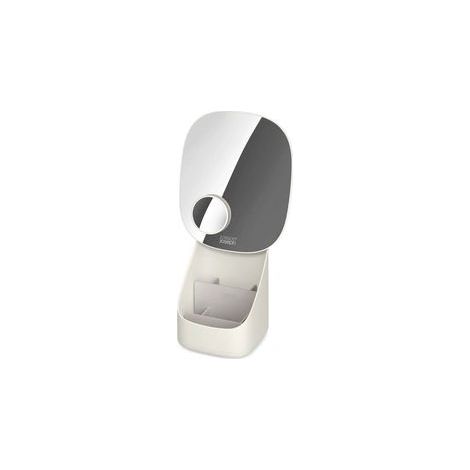 Viva Joseph Joseph, specchio con piedistallo e organizer de cosmetici, grande specchio a forma di pista, specchio de 3x ingrandimento, scomparto de stoccaggio, dimensioni 23 x 21 x 18,5 cm