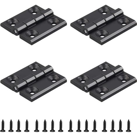 Lot De 4 180° Charniere,Charniere Porte Avec 16 Vis,Charniere Invisible,Porte Coulissante Pliante,CharniÈRe Piano Noir,Pour Meubles Armoire Porte, Noir (1/5)