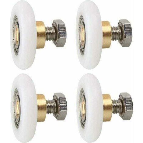 4 rodillos para puerta de ducha de 23 mm, XU, ranurados, con tornillos -- Crezuo