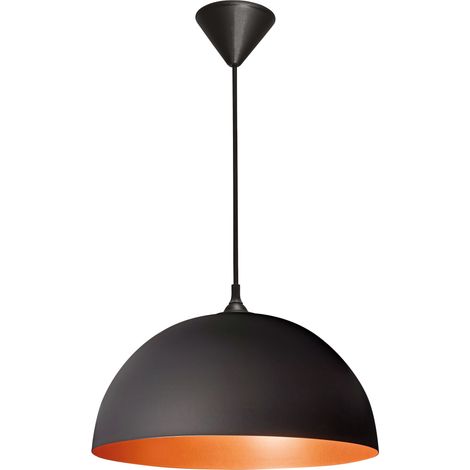 luminaire suspendu - aric como - e27 - noir - intérieur cuivré - sans lampe - aric 4210 (1/3)